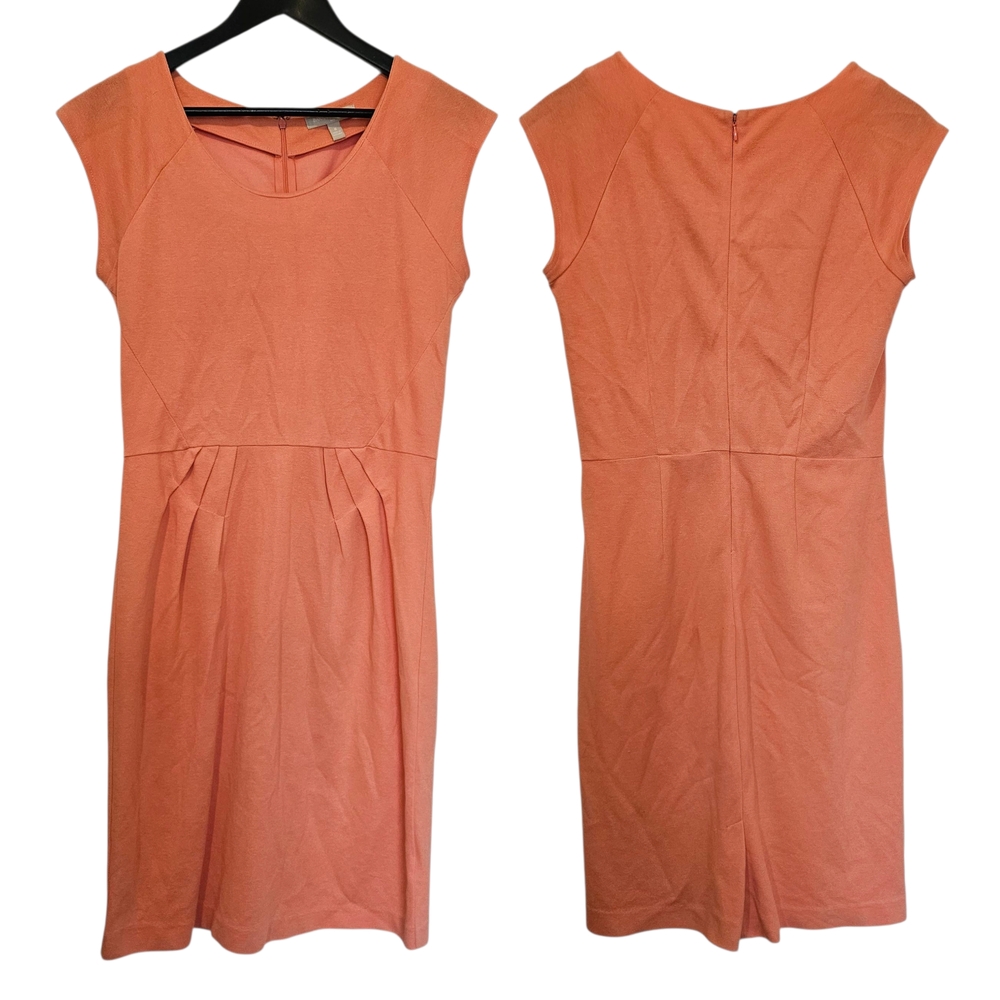 Banana Republic Coral Sheath Midi Dress Bateau Neckline Sleeveless